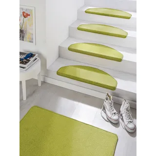 HANSE HOME Stufenmatten Fancy – Treppen-Teppich Treppenmatten Selbstklebend Stufenteppich Treppenstufen Grün, ca. 23x65cm 15 Stück