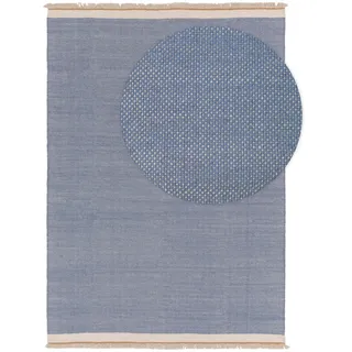 Kunstloft Wollteppich Karla Blau 200x300 cm , Textil , Beton Optik , Rechteckig , 200x1 cm , Gots , pflegeleicht , Teppiche und Böden, Teppiche, Schafwollteppiche