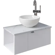 Saphir Waschtisch »Serie 6915 Waschschale mit Unterschrank für Gästebad, Gäste WC«, 61 cm breit, 2 Türen, offenes Fach, kleine Bäder, ohne Armatur, weiß