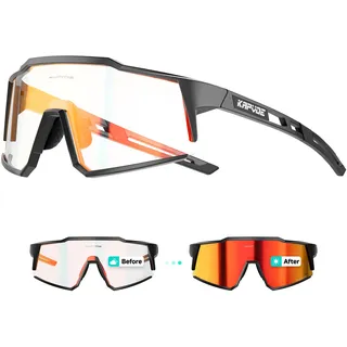 KAPVOE Selbsttönende Fahrradbrille für Herren Damen, TR90 Sportsonnenbrille mit UV400 und rutschfestem Sitz für Rennrad, MTB, Gravel & Laufen, K9022