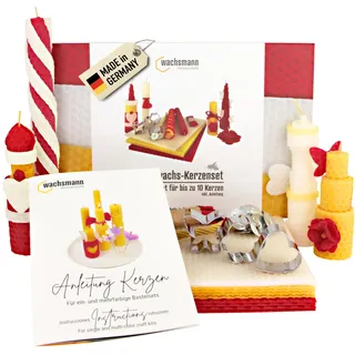 Bienenwachs Kerzen selber machen Set für 10 Bienenwachskerzen, DIY Bastelset bunt für Kinder & Erwachsene, Wachsplatten & Dochte, deutsche Bienenwachsplatten