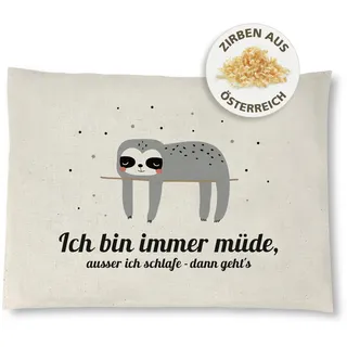 reelax.me Kopfkissen aus Baumwolle (26x19 cm) gefüllt mit Holz-Flocken, Holzflocken Polster Handmade, duftend, Duft, Motiv Kissen Faultier