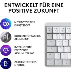 Bild von MX Mechanical Mini for Mac Pale Gray, Kailh Choc V2 LOW PROFILE BROWN, Logi Bolt, USB/Bluetooth, DE (920-010794)