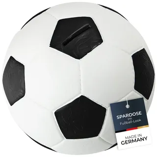 HMF 4790-01 Spardose Fußball Lederoptik 15 cm Durchmesser, Schwarz Weiß