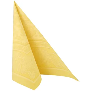 Papstar Servietten / Tissueservietten gelb "Royal Collection", "Ornaments" (50 Stück) 40 x 40 cm, 1/4-Falz, Stoffoptik ornamentiert, für Gastronomie, Haushalt oder Feste, #11669