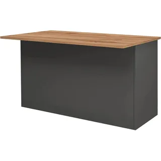 Kücheninsel Dcarnelo, zusätzlicher Ablagetisch, 3-türiger Küchenschrank, 100 %  Italy, 155 x 90 x 90 cm, Anthrazit und Eiche - Schwarz