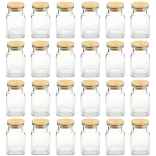 Schramm Schramm® Gewürzgläser 150 ml quadratisch 5,5 x 5,5 x 10 cm mit Bambus Verschluss inkl. Etiketten wählbar 6, 12 oder 24 Stück Aufbewahrungsgläser, Größe:24 Stück