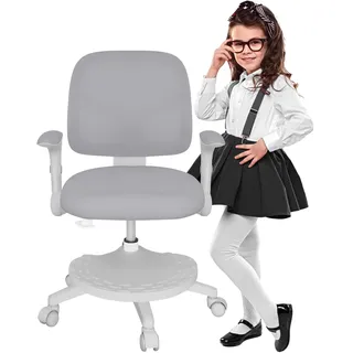 Mark Adler Junior 5.0 | Kinder Schreibtischstuhl Ergonomischer Kinderdrehstuhl | Fußablage | Sitztiefe einstellen | Verstellbare Armlehnen | Grau - Grau