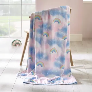Catherine Lansfield Candy Unicorn Kuscheldecke, Fleece, 130 x 170 cm, Rosa
