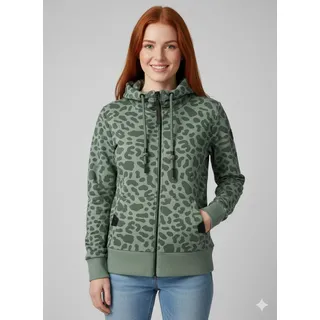 Sweatjacke RAGWEAR "RYLIE PRINT ZIP O", Damen, Gr. XL, dusty grün, Sweatware, Obermaterial: 65% Baumwolle, 35% Polyester, bedruckt, gemustert, normal, Rundhals, Rippbündchen, Sweatjacken Sweatjacke