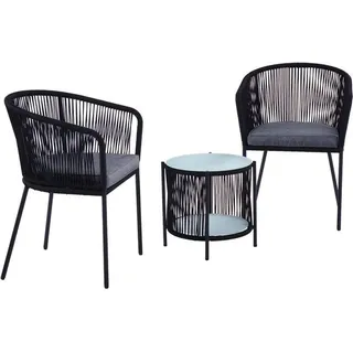 Estexo Balkonset Gartenset Bistro Set Gartenmöbel Set Outdoor Rope Sitzgruppe Schwarz - Schwarz
