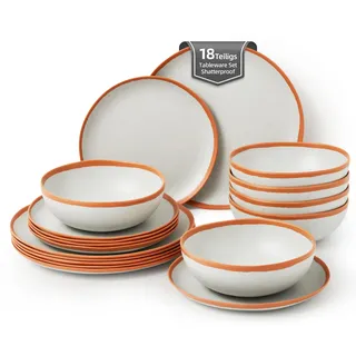 La Joventino Melamin Geschirr Set 6 Personen,Spülmaschinenfest Teller Set