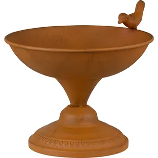 dobar® Vogeltränke stehend auf Sockel für Außen - Frostsicheres Vogelbad aus Metall - Edle Vogeltränke wetterfest - 25,5 x 22,5 x 21 cm - Edelrost