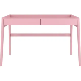 Visby Lisa Holzbuche Schreibtisch mit erhöhten Rand / Frisiertisch Schminktisch mit 2 Schubladen / Pastellrosa - Rosa