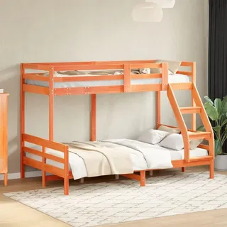 vidaXL Etagenbett 80x200/120x200 cm Wachsbraun Massivholz Kiefer - Braun