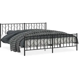 vidaXL Bettgestell mit Kopf- und Fußteil Metall Schwarz 200x200 cm - Schwarz