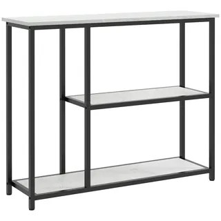 Homcom Konsolentisch 2 Regale, 100L x 30B x 80H cm , Metall, Holzwerkstoff , 30x80x100 cm , Wohnzimmer, Wohnzimmertische, Konsolentische