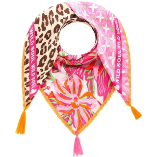 Zwillingsherz Modetuch mit Allover-Print, Tasseln und kleiner Fransenkante, bunt