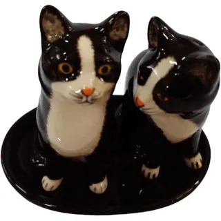 Keramik Salz und Pfefferstreuer Set Katzen Motiv (schwarz weiss)