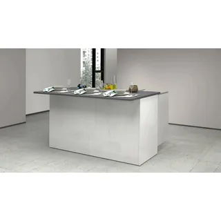 Dmora - Kücheninsel Patrizio, Mehrzweckschrank, Küchenzeile Schrank, Zusätzlicher Tisch, 100% Made in Italy, 155 x 90 x 90 cm, glänzendes Weiß und Schiefer