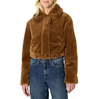 Amazon Essentials Damen (Demis Favorit) Oversize-Jacke Aus Kunstfell Mit Kragen, Braun, L