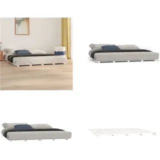 vidaXL Massivholzbett Weiß 160x200 cm Kiefer - Bettrahmen - Bettgestell - Bett - Schlafzimmerbett - Weiß