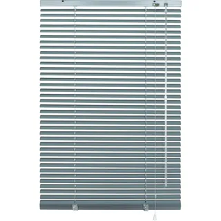 GARDINIA Deco Company Alu-Jalousie ohne Bohren, zum Klemmen, Inkl. Klemmträgern, Sichtschutz, Lichtschutz, Blendschutz, Aluminium-Jalousie, Silber-Blau, 160 x 175 cm