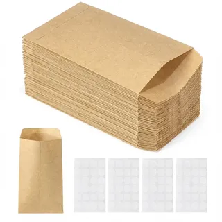 CareHabi - 100 Stück Kleine Braune Flachbeutel, Kleine Samentütchen Mini Papierbeutel Papiertütchen Kraftpapiertüten für Gastgeschenke Schmuck Bonbons Weihnachtskarte Münzen (9x13cm)