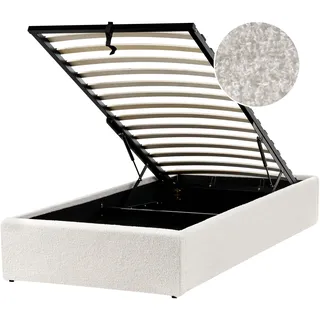 Beliani Polsterbett Weiß 90/200 cm Dinan - Textil, Holz , 90x200 cm , Schlafzimmer, Betten, Polsterbetten