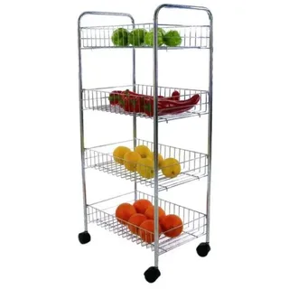 MSV 110280 Küchenregal mit Rollen und 4 herausnehmbaren Körben, Polypropylen/Metall, 41 x 26,5 x 75 cm, Weiß
