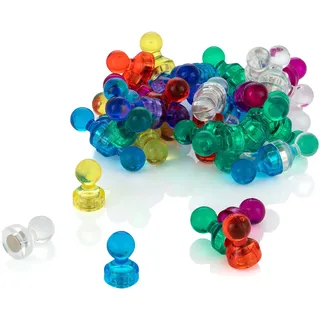 Poppstar 50 Bunte Kegelmagnete für Whiteboard (11 x 17mm) Starke Pinnwand-Magneten für Kühlschrank und Magnettafel, inkl. Aufbewahrungs-Box
