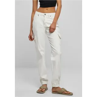 URBAN CLASSICS Organic Stretch Cargo Hochtaillierte Jeans Off White Raw 28