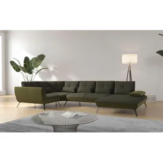 OTTO home Wohnlandschaft Polyester U-Form 3-Sitzer Dunkelgrün