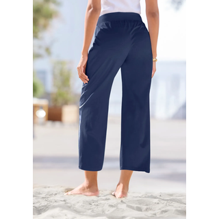 7/8-Strandhose BEACHTIME BY LASCANA, Damen, Gr. 32/34, N-Gr, blau (marine), Jersey, Obermaterial: 95% Baumwolle, 5% Elasthan, unifarben, figurumspielend 7/8-Länge, Hosen 7/8-Strandhose, aus weichem Jersey, Wide-Leg, Jogginghose, Relaxhose, Topseller