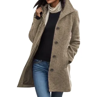 Mantel Damen Herbst Winter Wollmantel Lang Trenchcoat Elegant Wintermantel Übergangsmantel Parka mit Reverskragen Langarm Cardigan Einfarbig Herbstmantel Outdoor Jacken Grosse Grössen