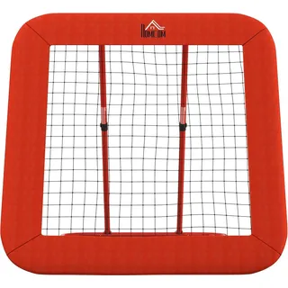 Rebounder für Fußball, klappbar Fußball Rebounder mit Schutzrand, Heringe, 5 Stufig Höhenverstellbar Rückprallwand Netz für Handball, Volleyball und Basketball, Rot