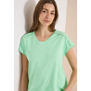 T-Shirt CECIL, Damen, Gr. XS (36), grün (juicy lime), Jersey, Obermaterial: 50% Baumwolle, 50% Modal, unifarben, regular fit normal, Rundhals, Shirts T-Shirt, mit elastischem Bund, Topseller