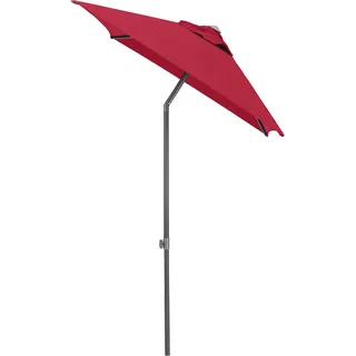 Kettler Sonnenschirm , Anthrazit, Rot , Textil , 150x210 cm , 360° drehbar, höhenverstellbar, lichtecht, Knickgelenk, regenabweisend, rostfrei, stabile Strebegelenke, U-Profil-Streben, UV-beständig, wetterfest, mit Belüftung, geeignet für Balkon , Sonnenschutz, Sonnenschirme