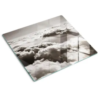 Tulup Glasplatte 60x52 cm Wolken , Schwarz , Glas , 60x0.4x52 cm , Küchen, Küchenelektrogeräte, Herde, Herdabdeckplatten