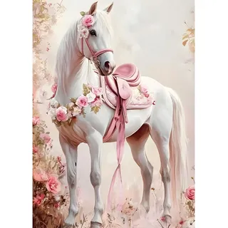 feelive Pferde Diamond Painting Kits für Erwachsene, DIY Tiere Diamant Painting Bilder für Bausätze Diamantmalerei 5D Runde Steine Diamant Painting für Zuhause Dekor 30x40cm