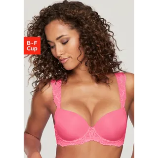 Schalen-BH LASCANA "Flora", Damen, Gr. 75, Cup E, pink, Microtouch, Obermaterial: 88% Polyamid, 12% Elasthan, BHs Schalen-BH, mit wunderschönen Spitzenträgern und edlem Glitzeraccessoire, Dessous