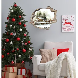 Queence 3D-Wandtattoo »Häuserlandschaft im Schnee« selbstklebender Wandsticker Weihnachten, weiß