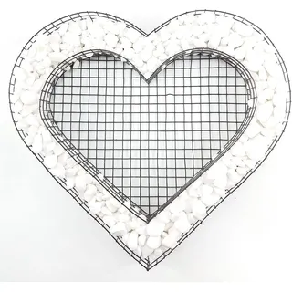 Gartenwelt Riegelsberger Herz Gitter Grabschmuck Grabgestaltung Gartendekoration mit Buntsteinen Glassteinen Natursteinen Füllart: Natursteine Farbe Steine: Carrara