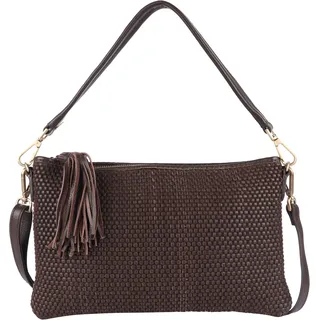 HARBOUR 2nd Clutch "Ivellina" Damen Handtasche, Umhängetasche, Schultertasche mit modischen Fransen, dunkelbraun