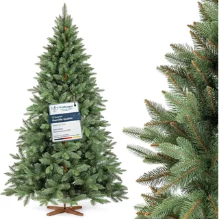 FAIRYTREES Weihnachtsbaum künstlich, Nordmanntanne Premium 220 cm, Naturgetreue Spritzguss Elemente,  EU