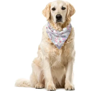 ABAKUHAUS Jahrgang Haustier Bandana, Eiffelturm und Blumen, 40x40 cm, Blassblau Rosa und Weiß - Rosa