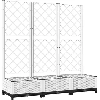 vidaXL Garten-Pflanzgefäß mit Spalier Weiß 120 x 40 x 121,5 cm PP - Weiß
