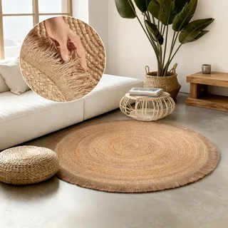 HANSE HOME Nuru Juteteppich Ø 200 cm Beige/Gold