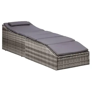 vidaXL Sonnenliege mit Auflage Poly Rattan Grau - Grau
