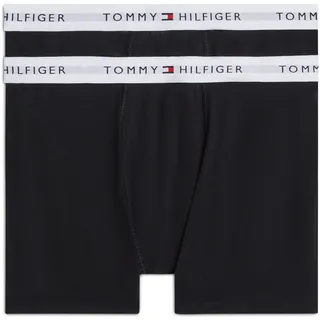 Boxershorts "2PK BOXER BRIEF", Jungen, Gr. 140/146, 2 Stk., schwarz (schwarz, schwarz), Jersey, Obermaterial: 95% Baumwolle, 5% Elasthan, TOMMY HILFIGER UNDERWEAR, unifarben, körpernah, Unterhosen Boxershorts, mit elastischem Logobund